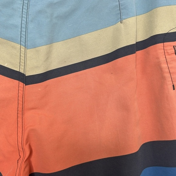 Patagonia Wavefarer Orange Blue Striped Board Shorts Men Size 38 BLEMISH - Picture 5 of 8